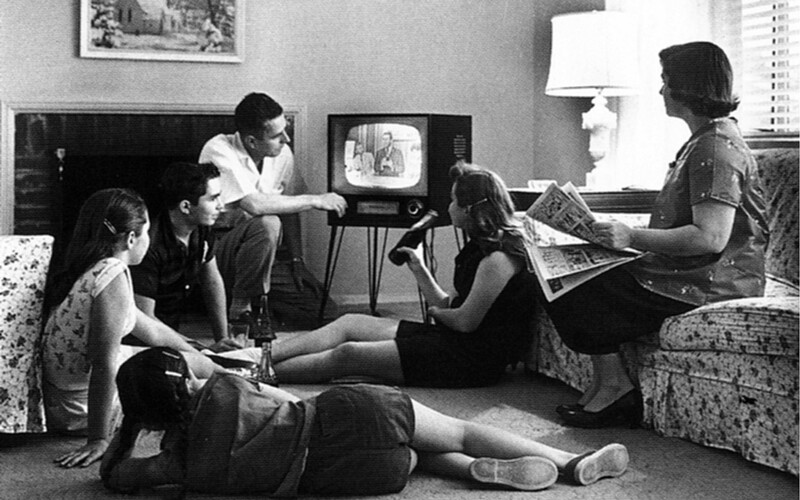 A family watches television