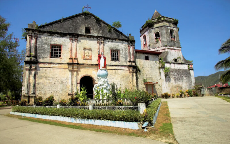 Flood marks on a Catholic church storing archives and documents in the Philippines