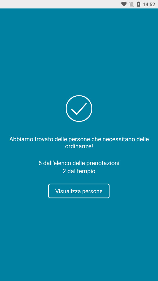 Screenshot showing successfully found reservations from the Ordinances Ready App.