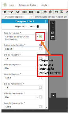 Captura de tela de marcações na revisão de indexação