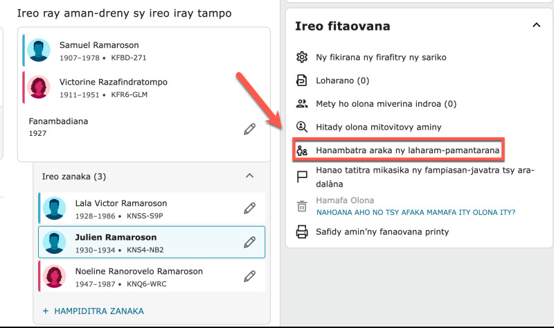 Pikantsarin’ny endriky ny hoe Hanambatra araka ny laharam-pamantarana ao amin’ny pejy olona.