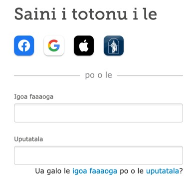 Ata screenshot o filifiliga e saini ai i totonu i le FamilySearch.org