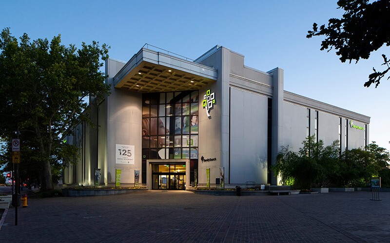 The exterior of the Family History Library in Salt Lake City, Utah.