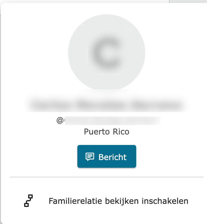 Screenshot van contactnaam en e-mailadres