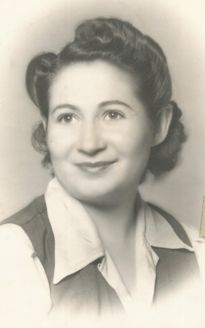 A black-and-white photo of Steve Morse's mother, Alice