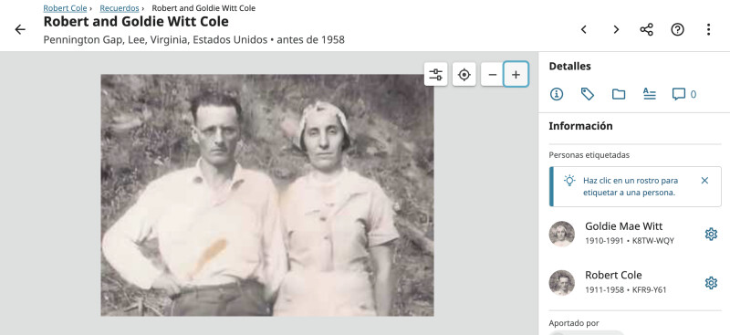 Agregar una foto mejorada en MyHeritage a la sección Recuerdos de FamilySearch