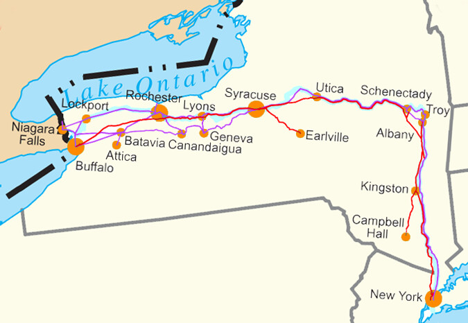 Map of the Erie Canal.