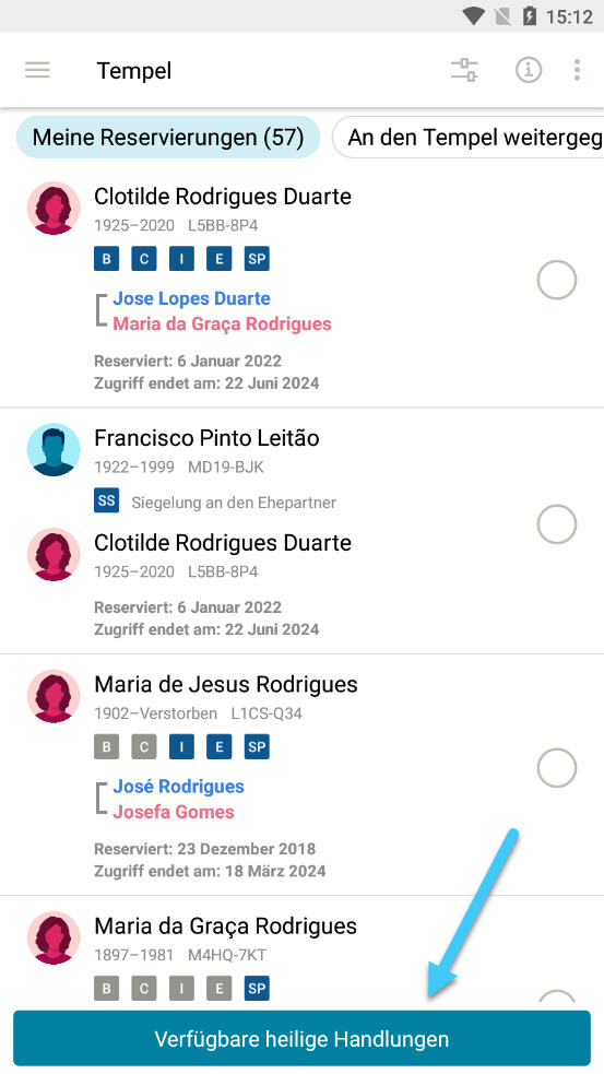 Screenshot of the Ordinances Ready button on an Android phone.