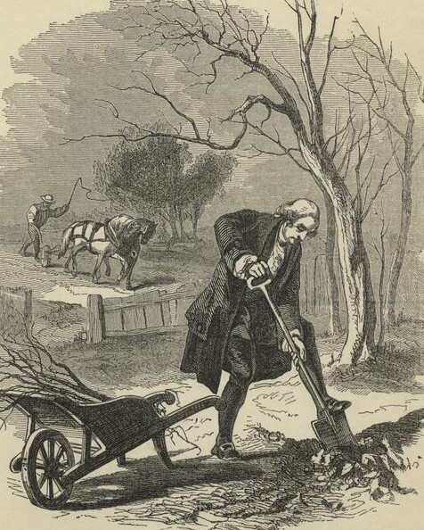 A depiction of George Washington as a farmer.