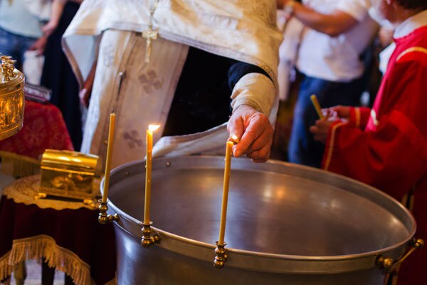 A blessing of water during 3 Kings Day, also known as Epiphany