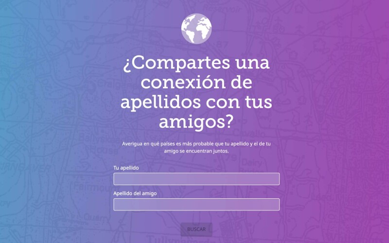 Un ejemplo de la experiencia Apellidos en común de FamilySearch entre dos apellidos.