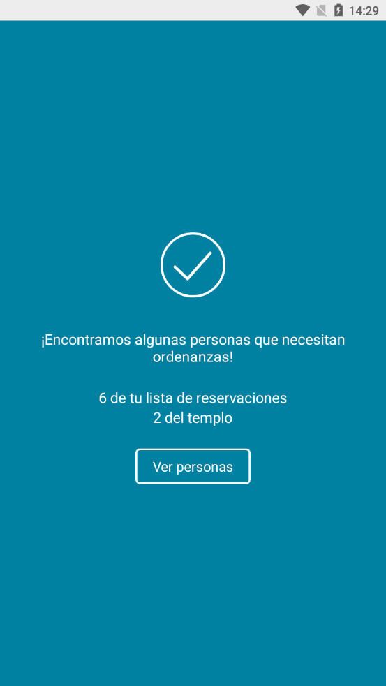 Screenshot showing successfully found reservations from the Ordinances Ready App in Spanish.