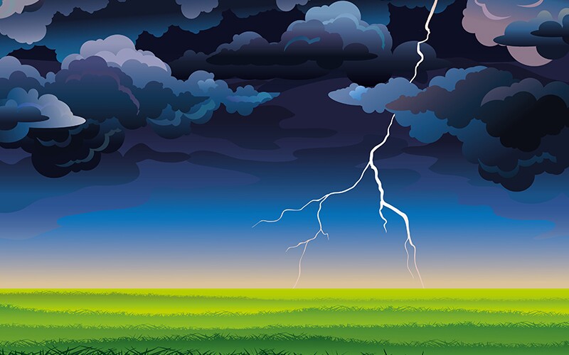 Cartoon graphic of a lightning strike