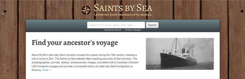 The Saints by Sea home page.