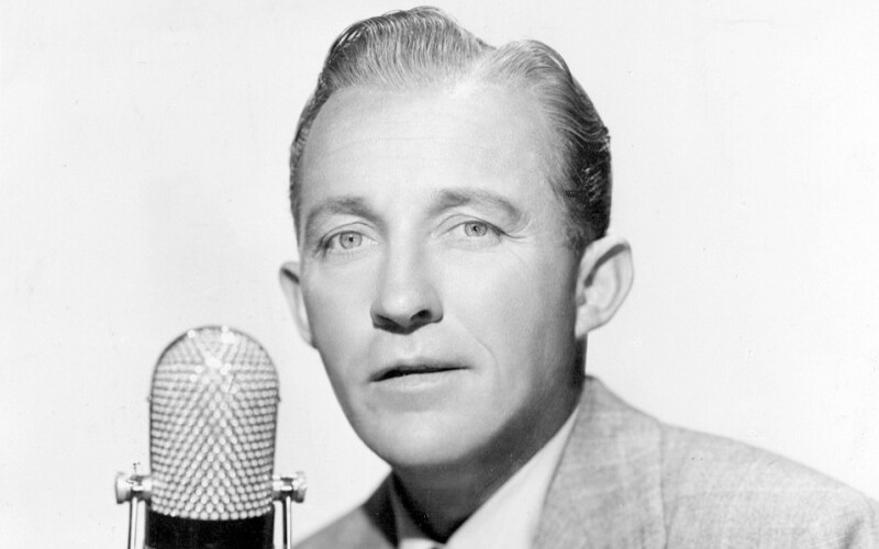 A black-and-white photo of Harry Lillis “Bing” Crosby.