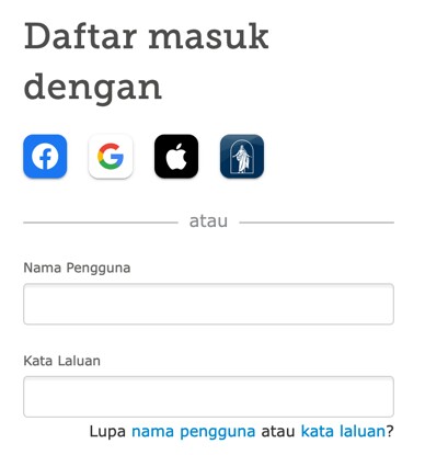 Tangkapan skrin pilihan daftar masuk di FamilySearch.org