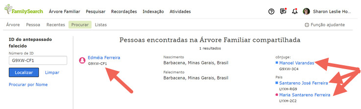 A página de resultados de uma pesquisa feita em “Procurar por número de ID”.