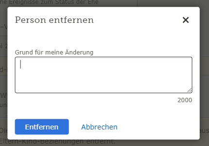Ein Screenshot von guten Begründungen auf FamilySearch.org, der Ihnen beim Berichtigen von Fehlern helfen kann