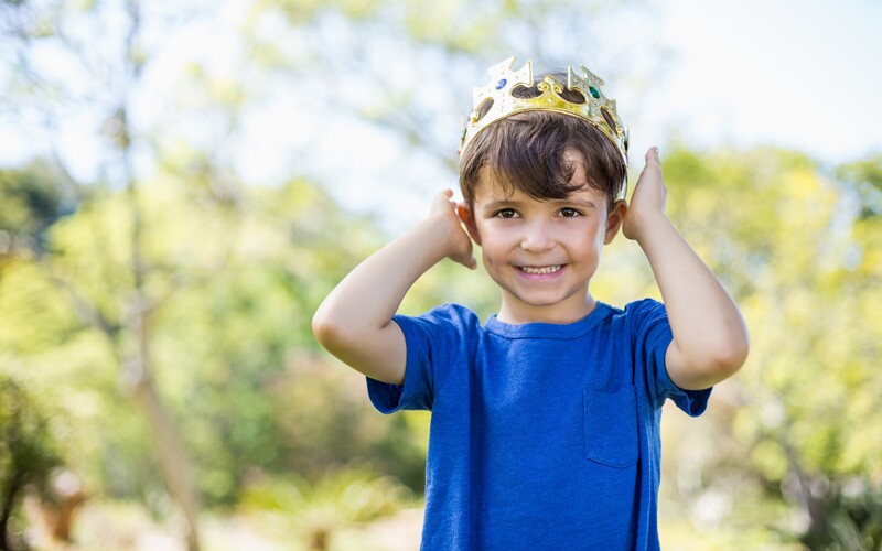 a young english boy with a crown 
