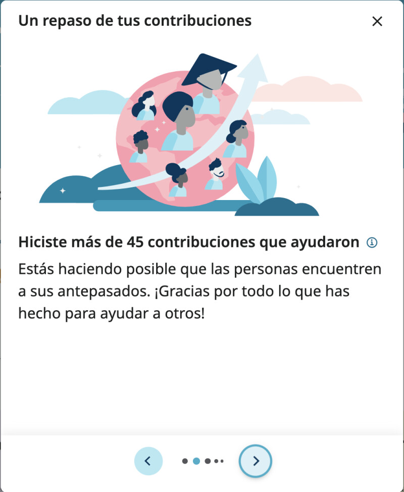 Captura de pantalla que muestra el número de contribuciones que un usuario ha realizado utilizando la experiencia de voluntariado Participa.