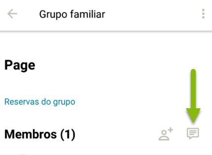 Captura de tela do botão do grupo de mensagens no aplicativo.
