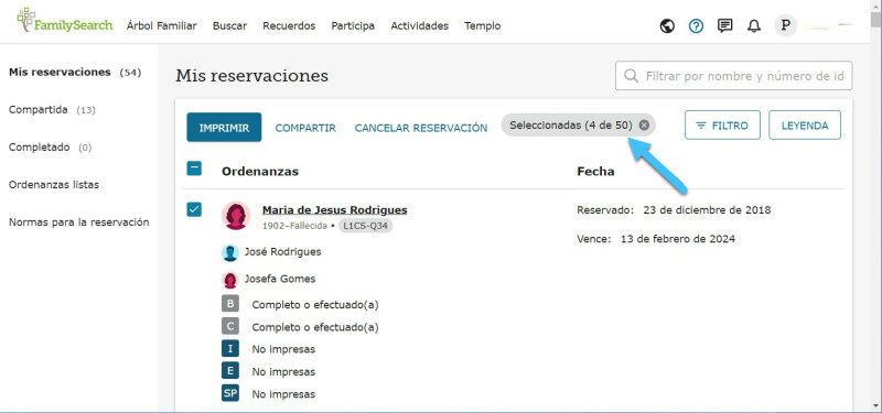 screenshot of four reservations