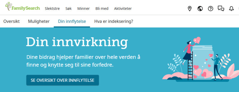 Din innflytelses-landingsside i FamilySearch