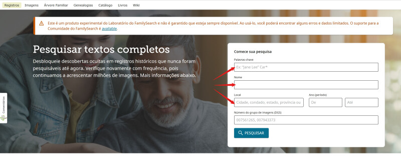 Tela de Pesquisa de Texto Completo com palavras de pesquisa adicionadas