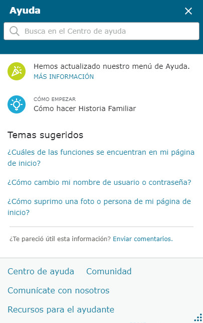 menú de ayuda