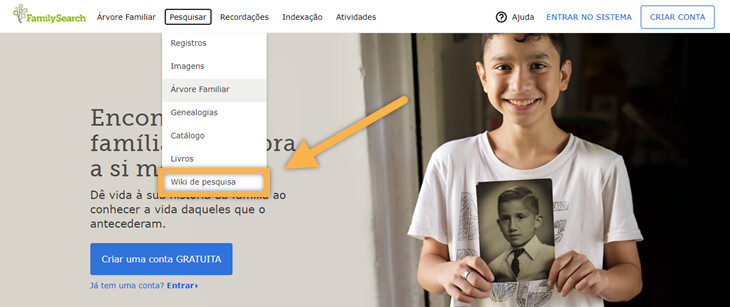 Uma imagem de como encontrar a Wiki de Pesquisa.