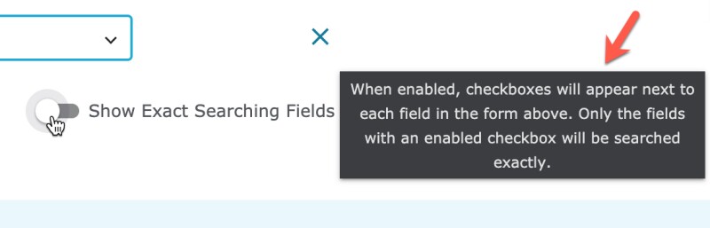 The toggle for showing exact matches.