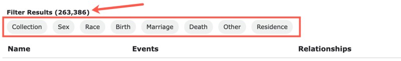 There are multiple filter options available to search through the collections on FamilySearch.