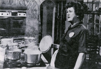 Julia Child giving a cooking demonstration at KUHT, a television station in Houston, Texas.