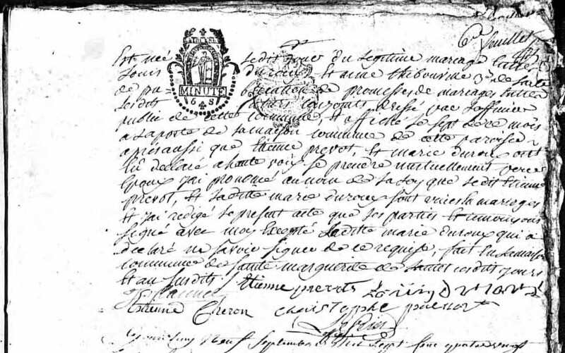 Original marriage record from Eure, France, found on Geneanet.org