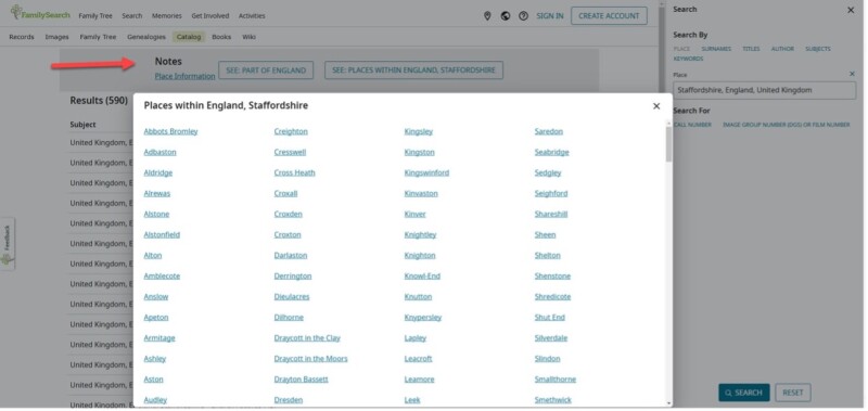 List of standard places provided by FamilySearch