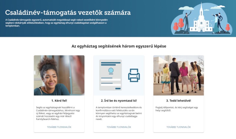 A Családinév-támogatás kinézete