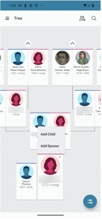 Add spouses and children directly from the pedigree.
