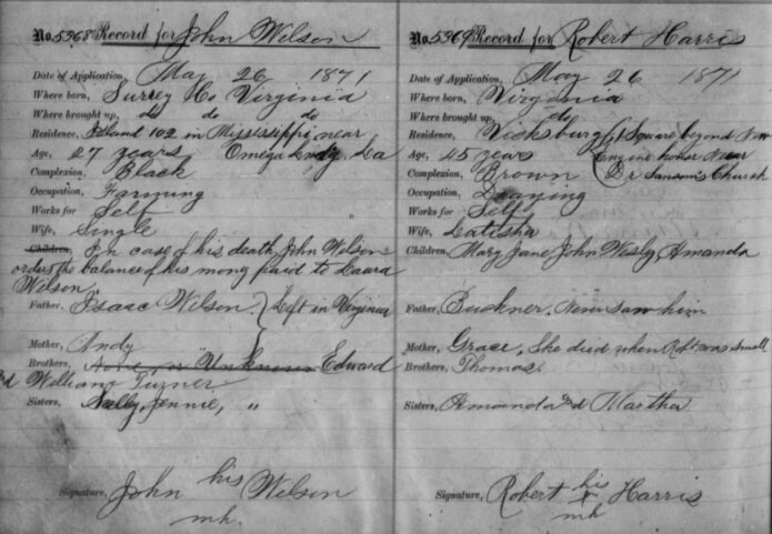 an example of a freedmen's bureau record.